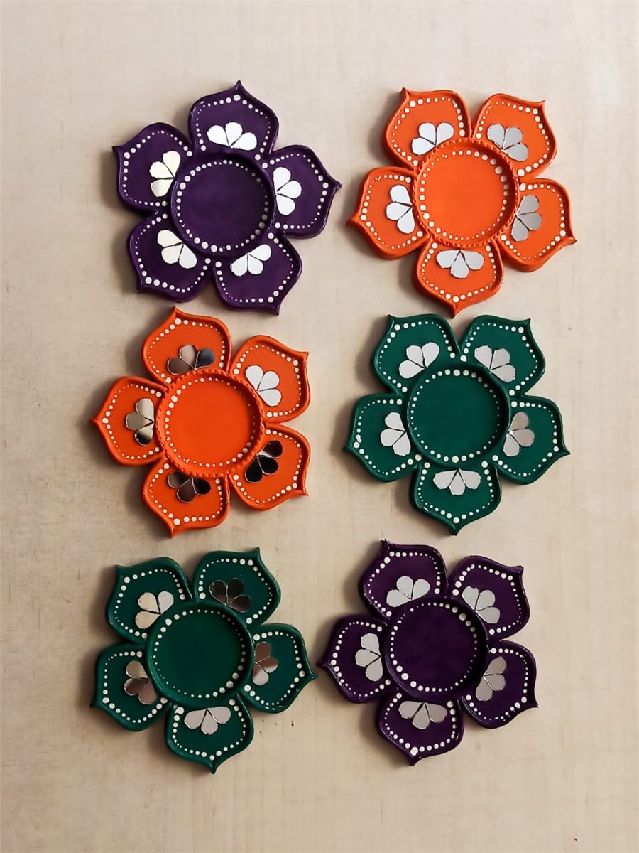 Handmade Lippan tealight holders