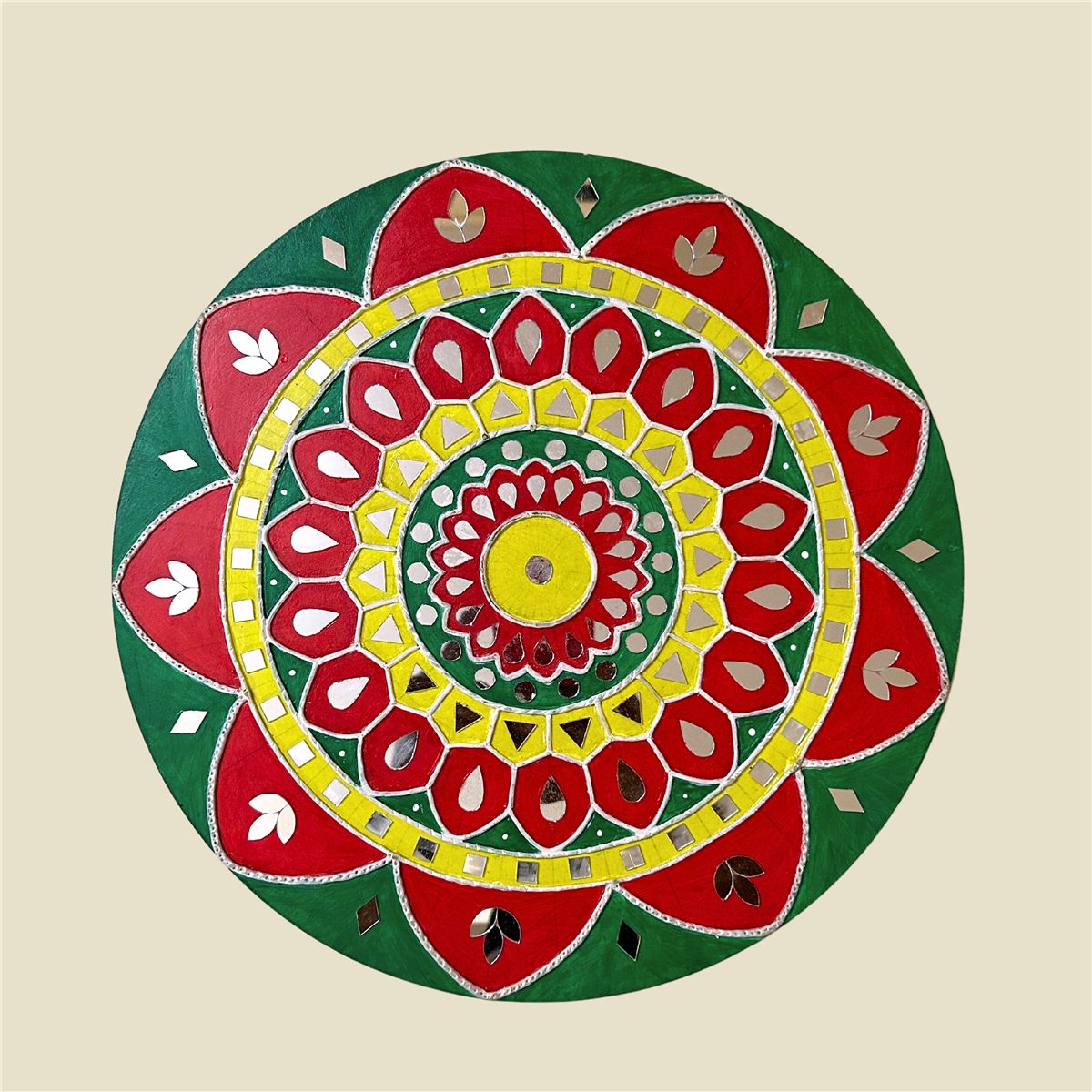 Lippan art wall hanging with floral motifs